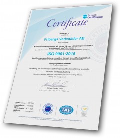 Friberg's are certified according to ISO 9001.